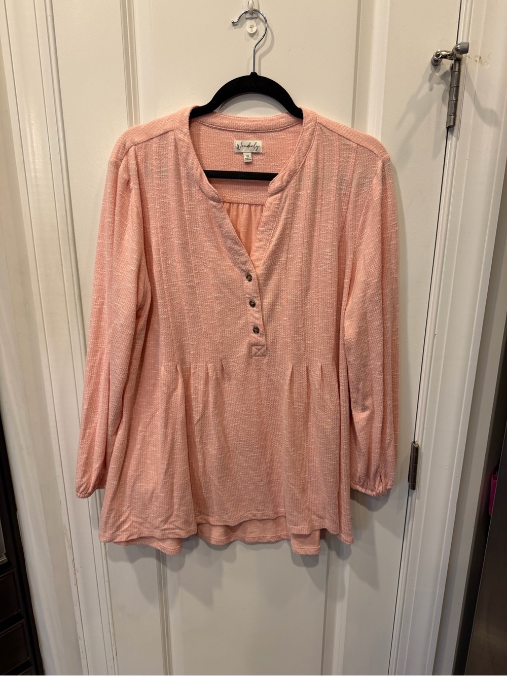 Wonderly Soft Pink Long-Sleeve Peasant Tunic